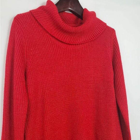 AB Studio XL Red Sparkle Cowl neck Sweater NWT - Picture 3 of 6